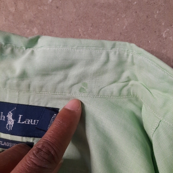 Ralph Lauren Blue Label Green Long Sleeve Button Down Shirt Sz 16.5/ L - Picture 9 of 11